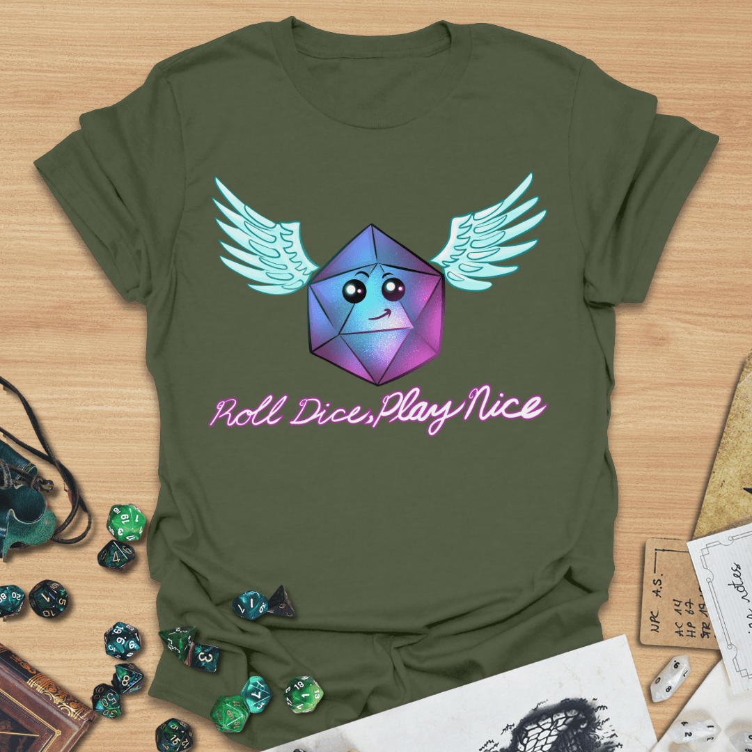 Roll Dice Play Nice Wings T-Shirt
