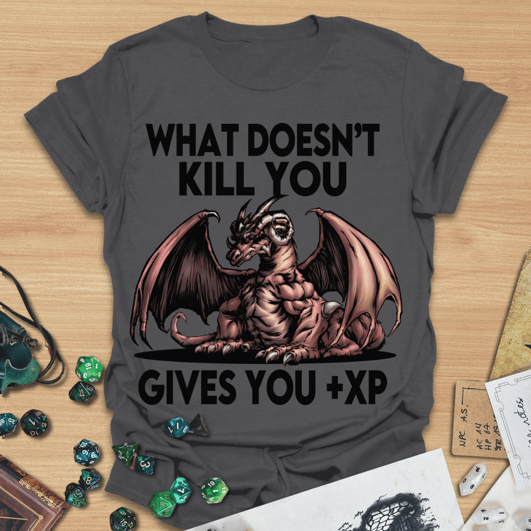 What Doesn't Kill You Gives You +XP Comic Style Dragon T-Shirt
