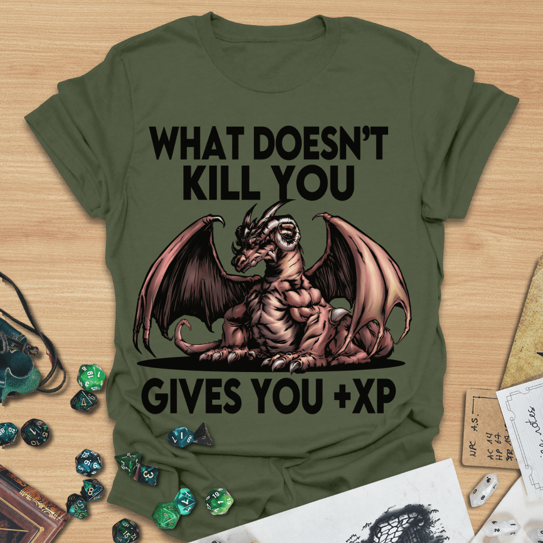 What Doesn't Kill You Gives You +XP Comic Style Dragon T-Shirt