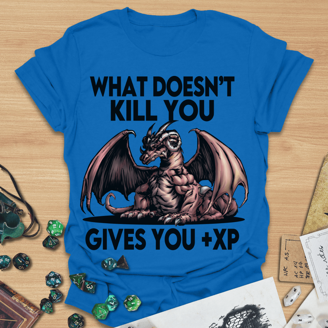 What Doesn't Kill You Gives You +XP Comic Style Dragon T-Shirt