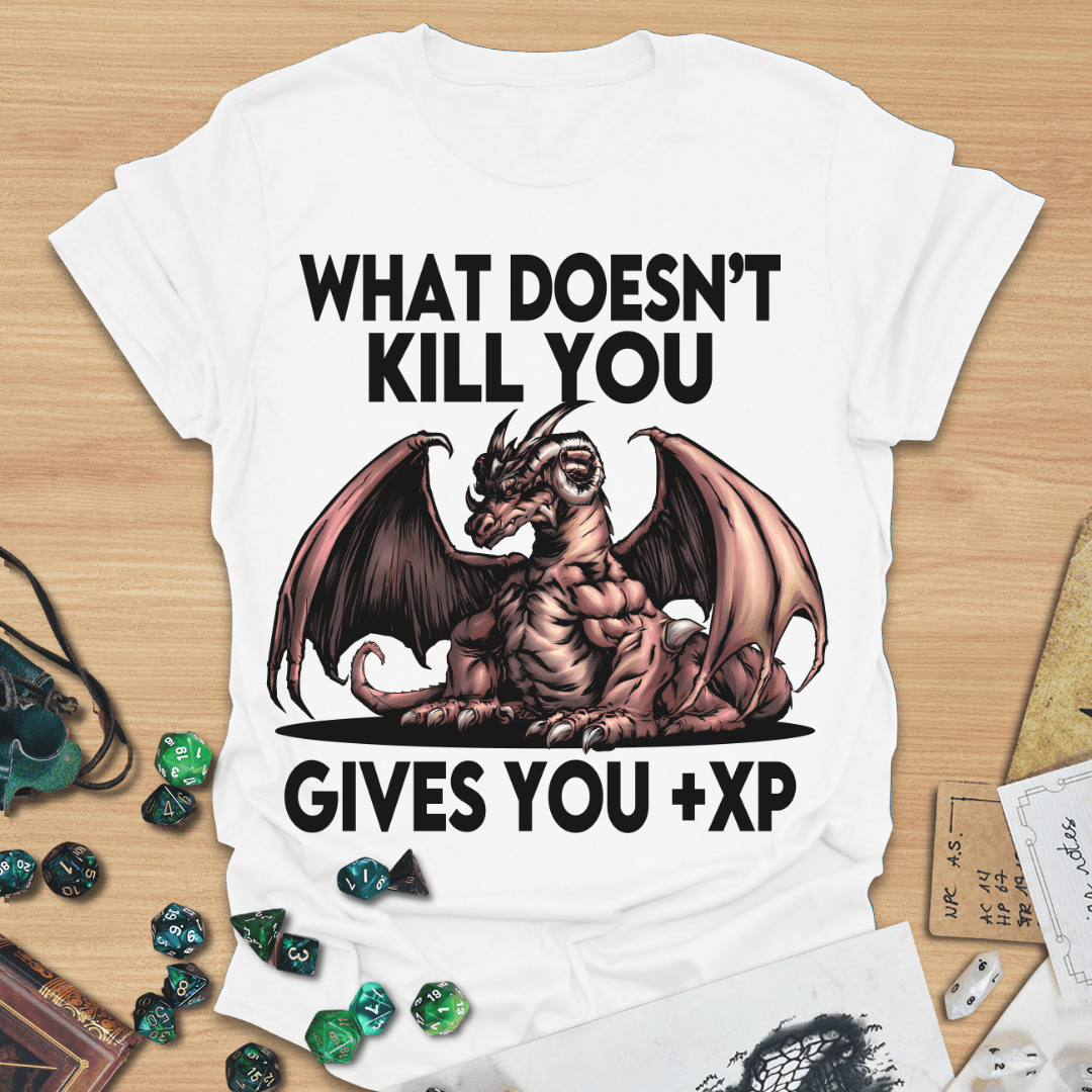 What Doesn't Kill You Gives You +XP Comic Style Dragon T-Shirt